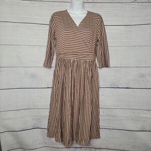 Women's Cross Front Striped Dress Medium